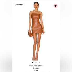 Bardot Croc Mini Dress - XS - Brown